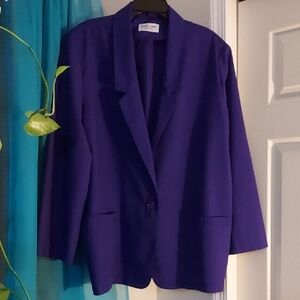Alfred Dunner Women's Deep Purple Single-Button Blazer